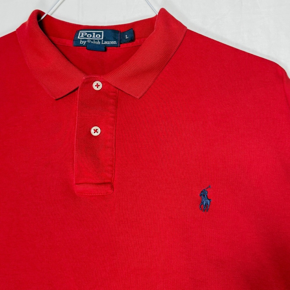 Polo Ralph Lauren Men Red Classic Fit Polo Shirt Size L - Picture 4 of 8